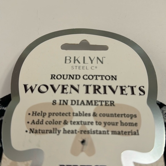 3pc BKLYN Steel Co. Round Woven Trivet Set- Purple Skulls -8” In Diameter - Picture 5 of 7